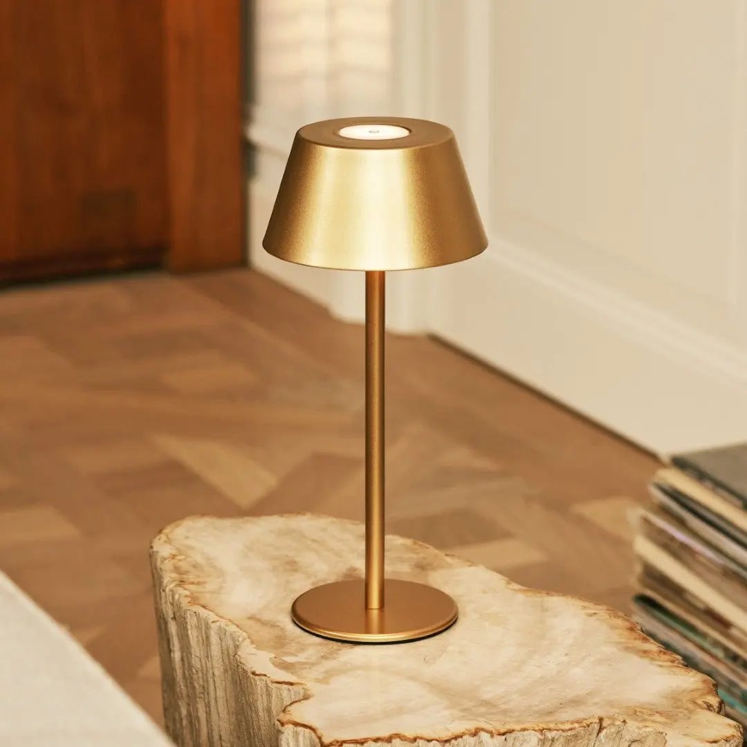 Gold Table Lamp Cordless - Modern Design, 3 Light Modes