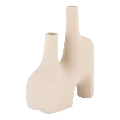 Ceramic Vase - Sand Finish, Modern Interconnected Design, 27cm