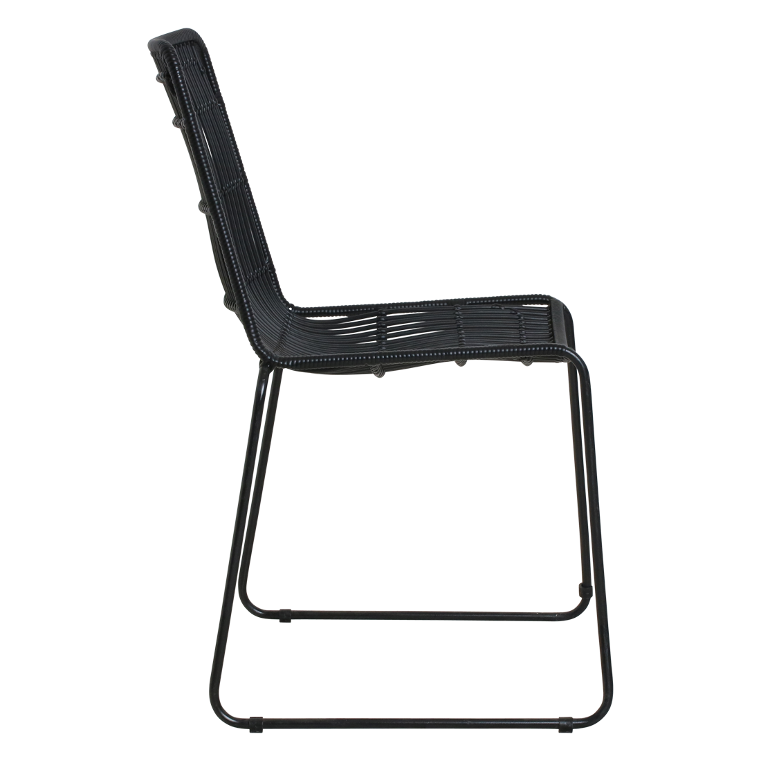 Rattan Garden Chair - Slim Black Metal Frame Outdoor Seating
