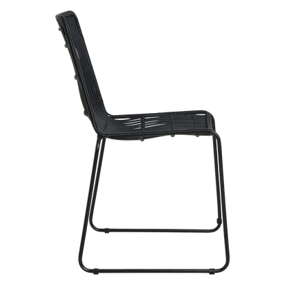 Rattan Garden Chair - Slim Black Metal Frame Outdoor Seating