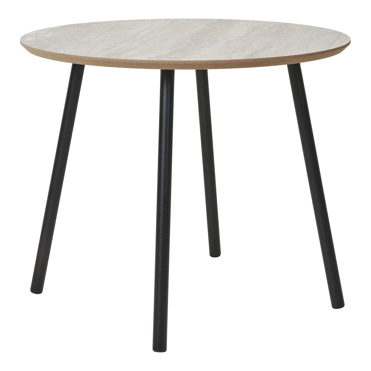 Mesa de centro Aalst - Negro/Beige, Acero, MDF, Ø55x45cm