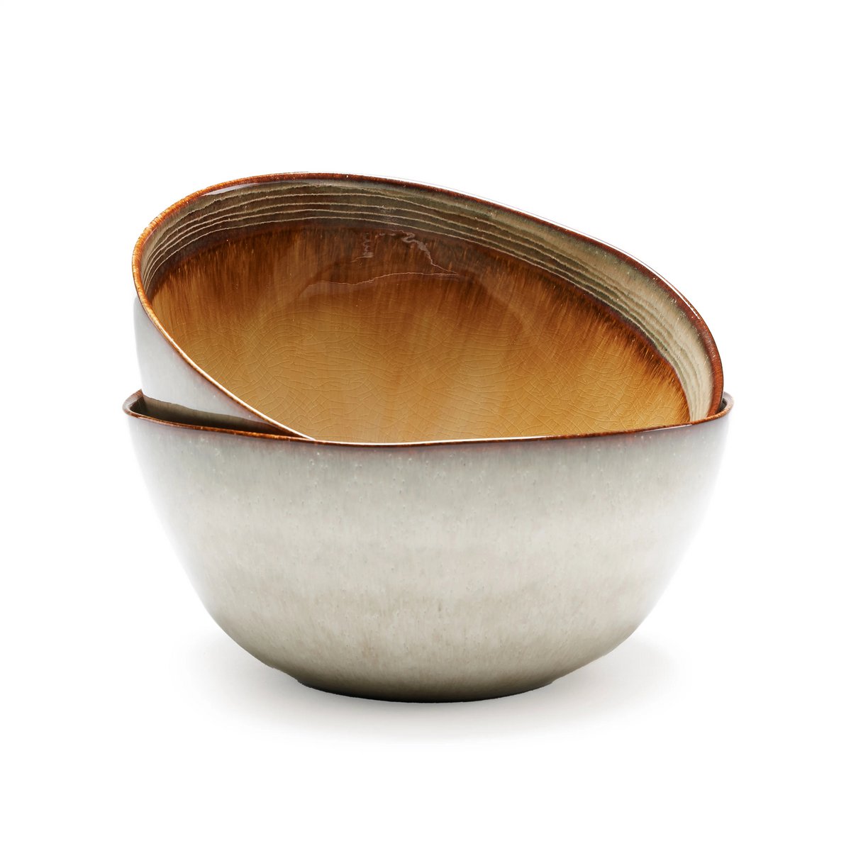 Ceramic Serving Bowl - Portuguese Crackle Glaze Design