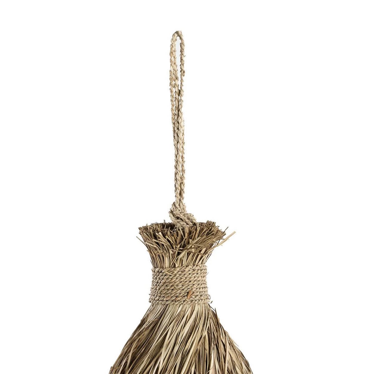 Natural Fiber Pendant Light - Handwoven Mendong Grass Shade - Medium