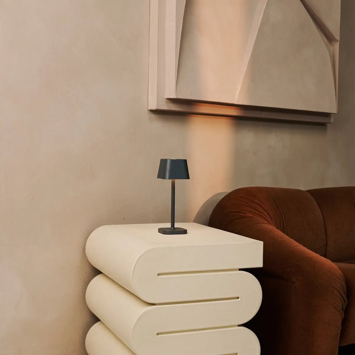 Ava Stone Grey Rechargeable Table Lamp | Stylish, Cordless Lamp & Dimmable