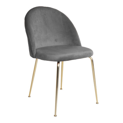 Velvet Dining Chairs - Grey Steel Set of 2 - Modern Design