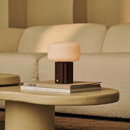 Cordless Table Lamp - Dark Brown Rechargeable Lamp with 3 Light Modes