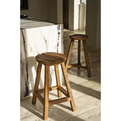 Teak Bar Stool - Natural Wood Kitchen Counter Stool