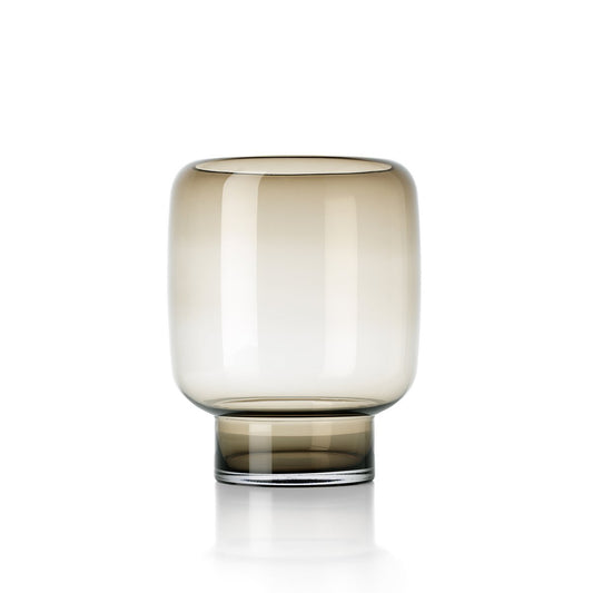 Recycled Glass Cube Vase - Smoky Brown Nordic Decor - Large