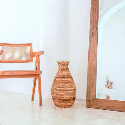 Banana Fiber Vase - Tall Decorative Floor Vase for Dried Botanicals