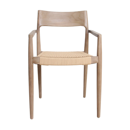 Freya Garden chair with Natural Armrest - Light Teakhout