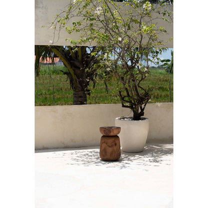 Suar Wood Stool - Natural Round Accent Stool or Side Table