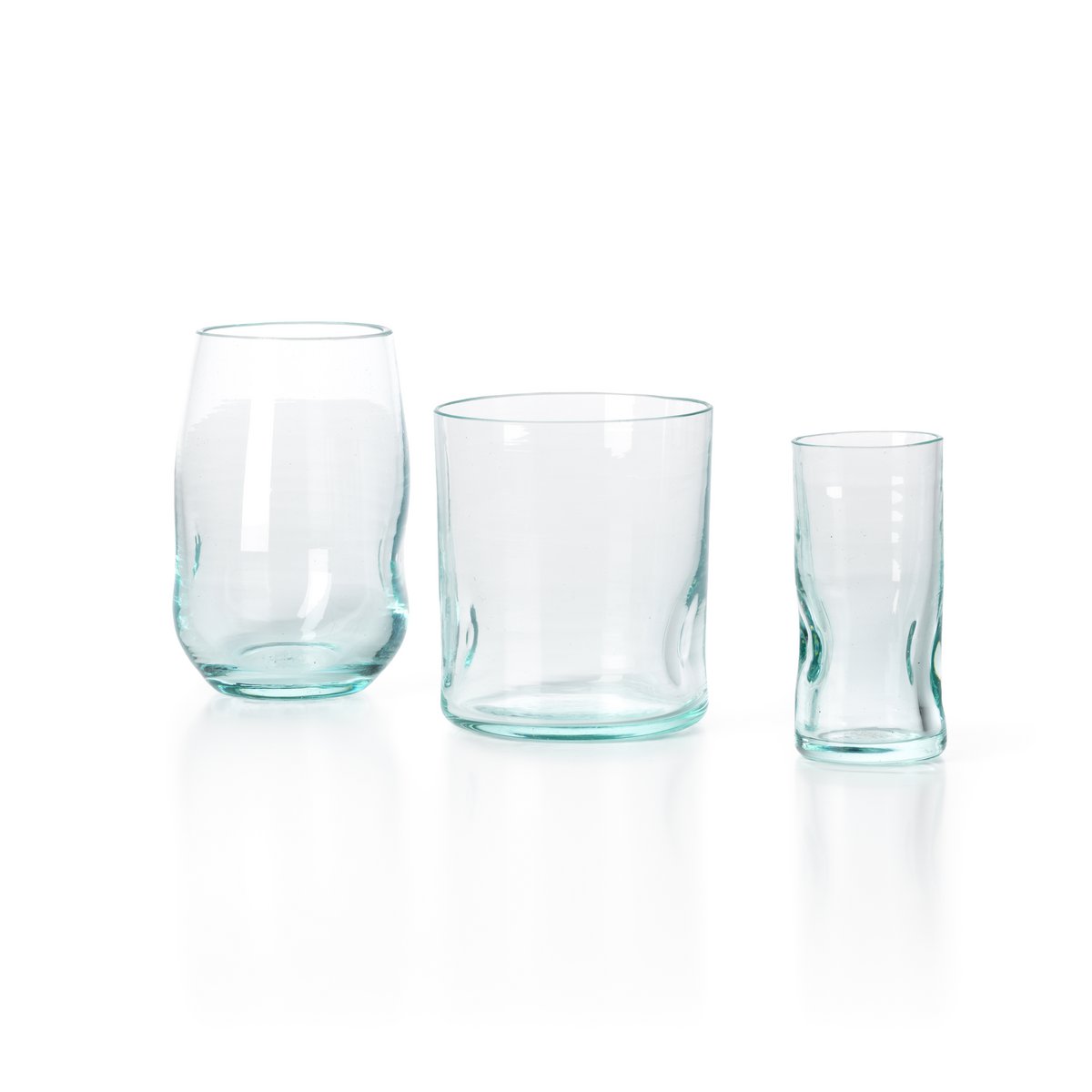 Recycled Glass Whisky Tumbler - On the Rocks Style, Small Size, Blue Tint