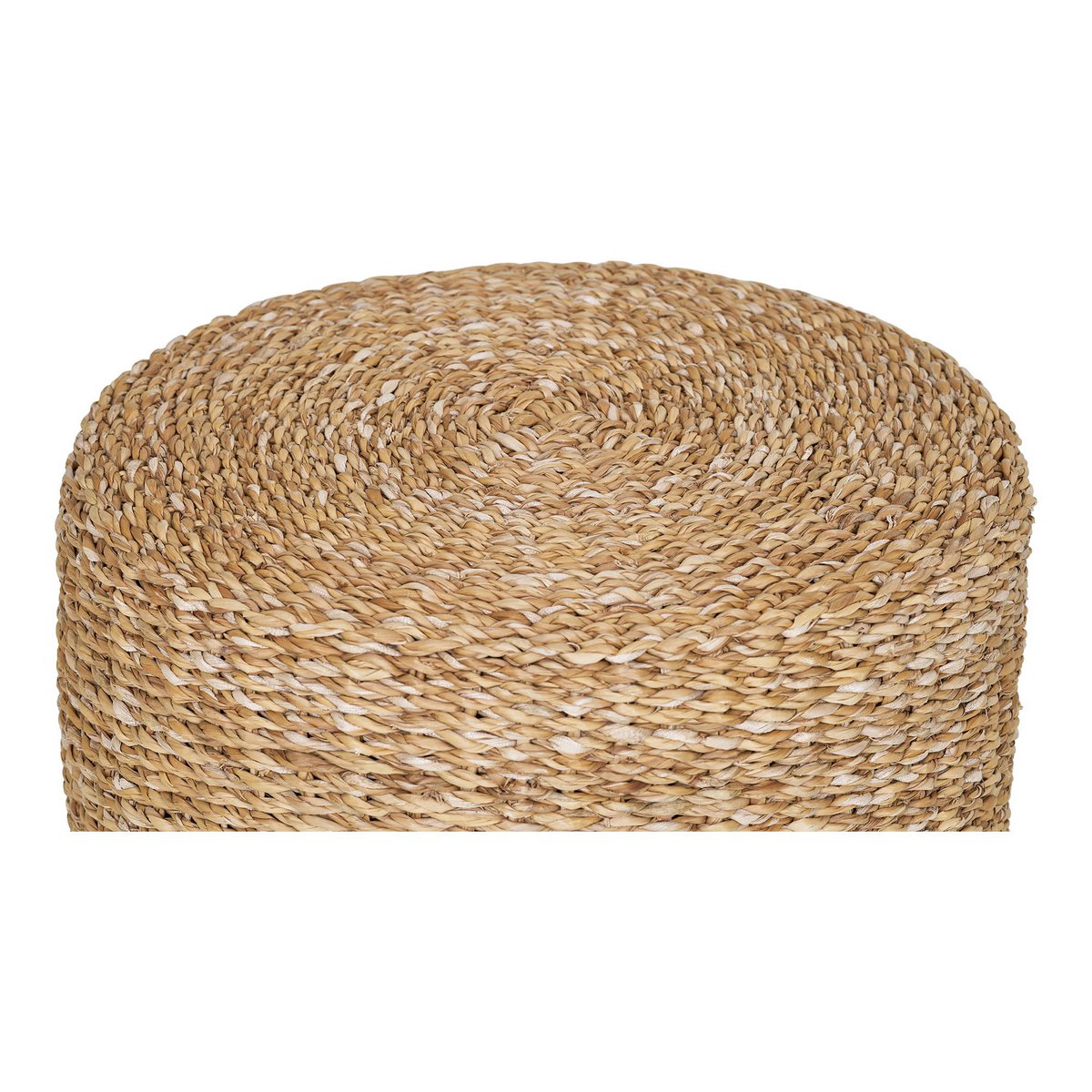 Seagrass Pouf Footstool - Natural Woven Ottoman with Iron Frame, Ø40cm