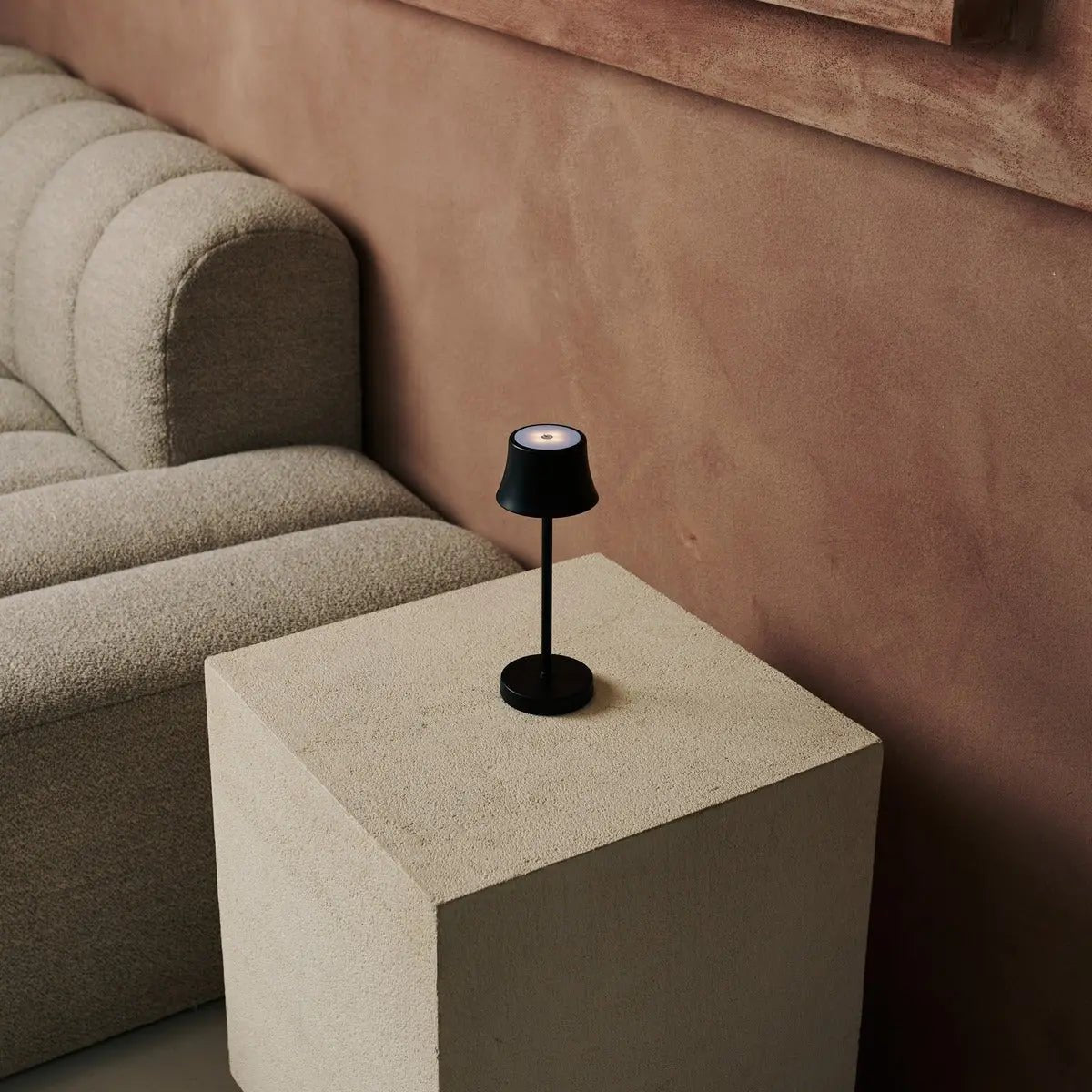 Black Rechargeable Table Lamp - Cordless Dimmable LED Desk Light