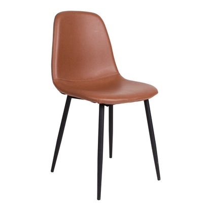 Stockholm Dining Chair - Brown, PU Leather, Black Metal Legs, 54x44x88cm - set of 2