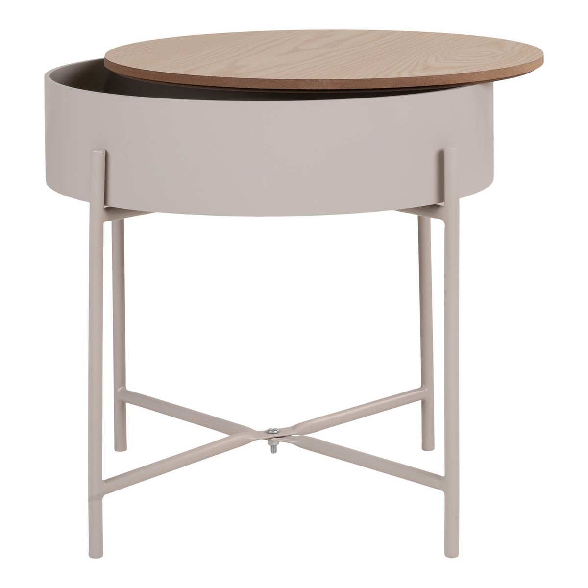 Steel Side Table - Beige Modern Accent Table, 40x40 cm