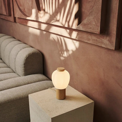 Lot Light Brown Wooden Lamp | Glass Shade & Unique Design