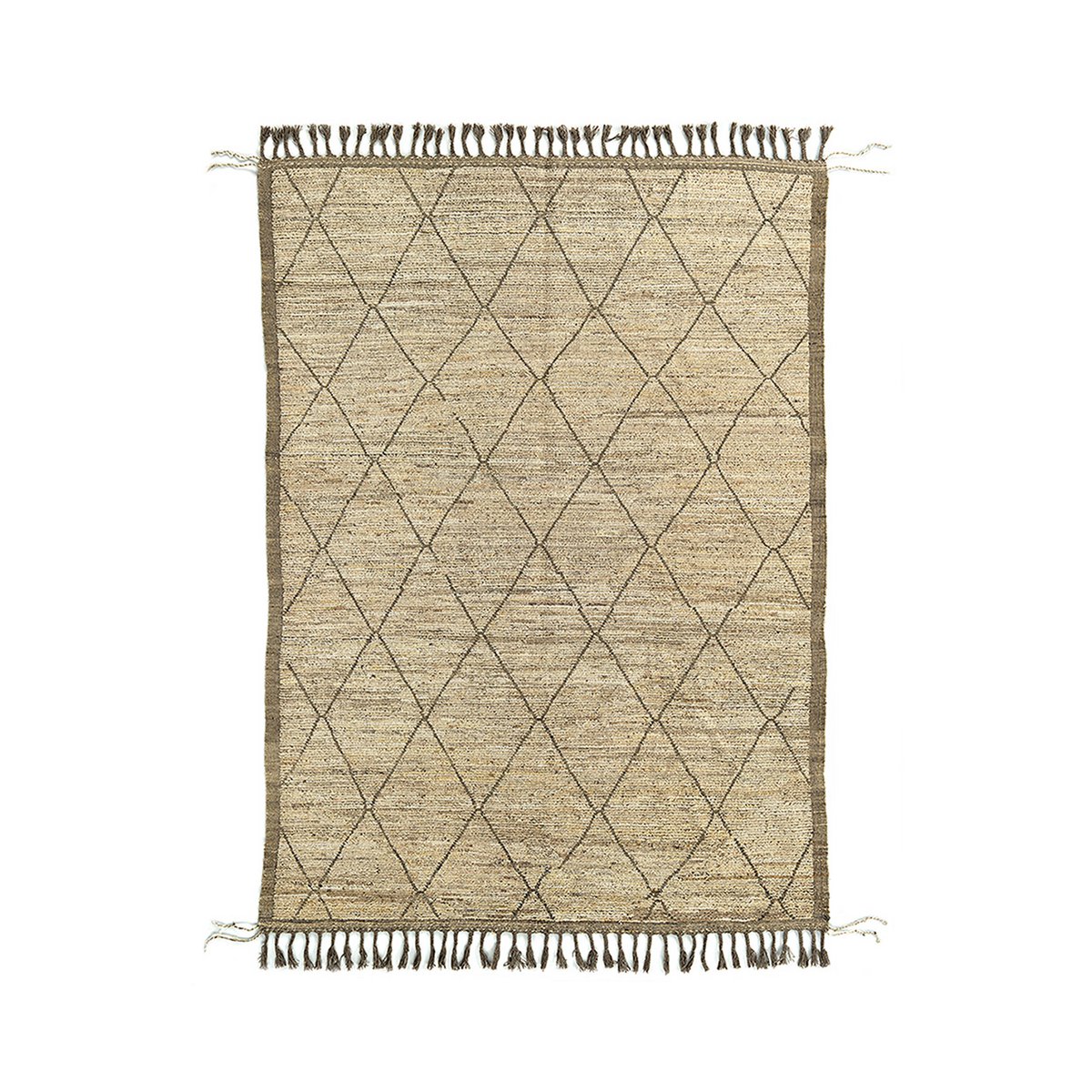 Handwoven Wool Afghan Rug – Geometric Diamond Pattern, 302x211cm