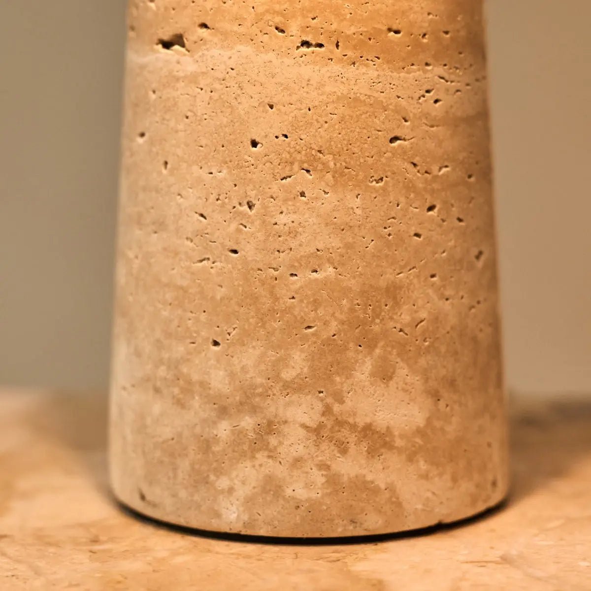 Travertine Table Lamp with Glass Shade - Elegant Natural Stone Design