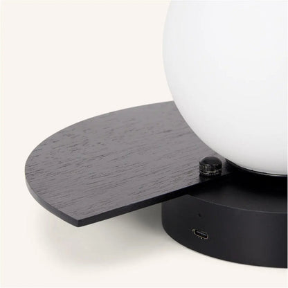 Kane Black Cordless Wall Light – Rechargeable Wood & Glass Lamp
