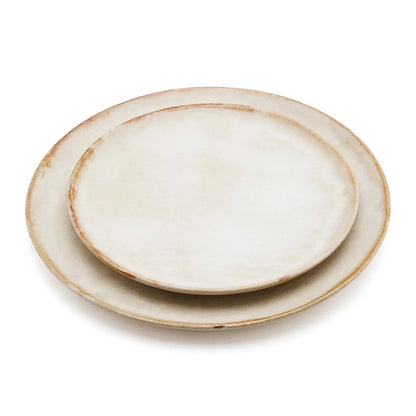 Ceramic Salad Plate - White & Gold Accent, Portuguese Design