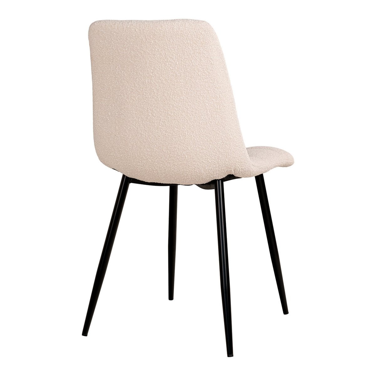 Middelfart Dining Chair - White, Bouclé, Black Metal Legs - Set of 2