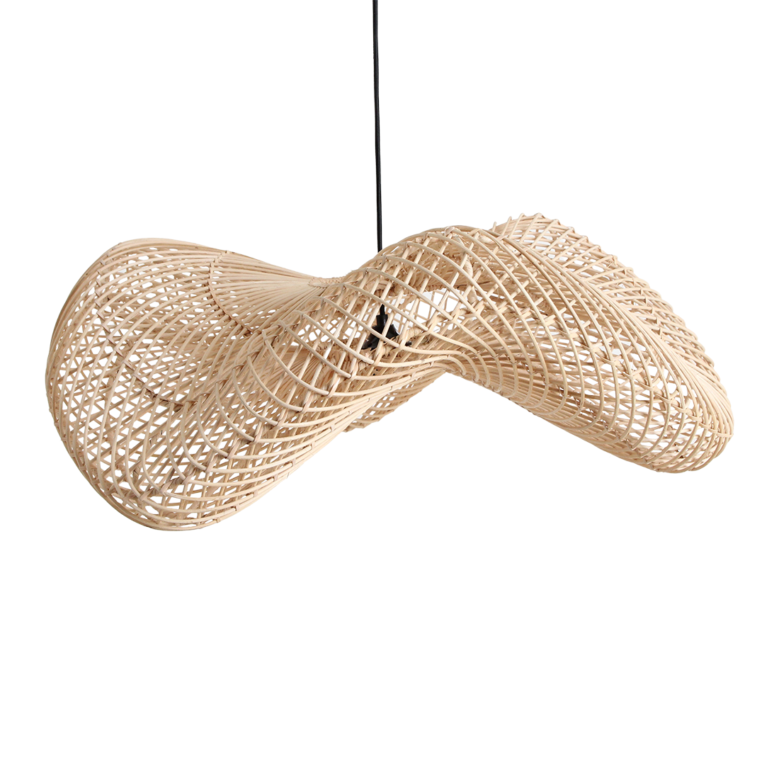 Rattan Pendant Light - Natural Wave Hanging Lamp, Large