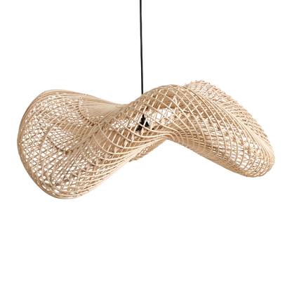 Rattan Pendant Light - Natural Wave Hanging Lamp, Large