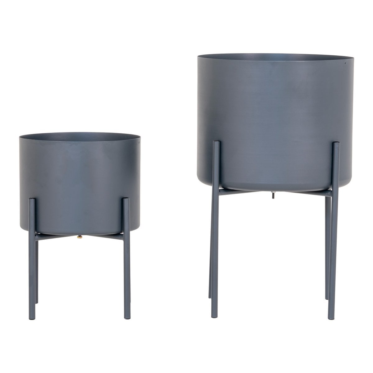 Steel Flowerpots - Modern Grey Planter Set - Indoor/Outdoor, 2 Sizes