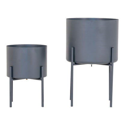 Steel Flowerpots - Modern Grey Planter Set - Indoor/Outdoor, 2 Sizes