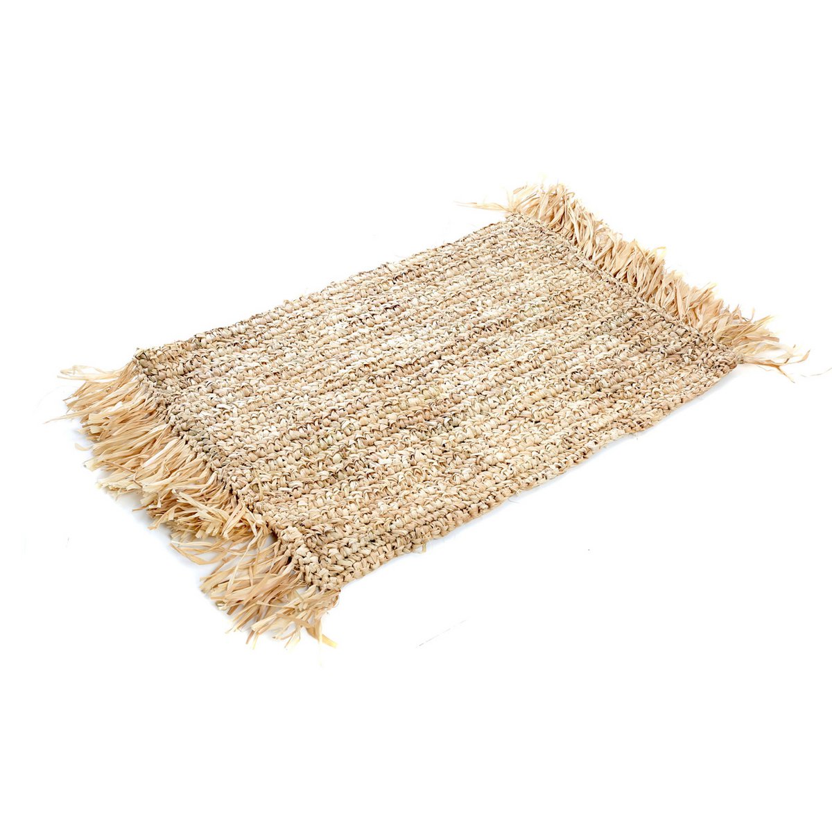 Raffia Placemat with Fringe - Rectangular Natural Placemat