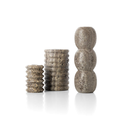 The Travertine Totem Taper Candle Holder - Grey - L