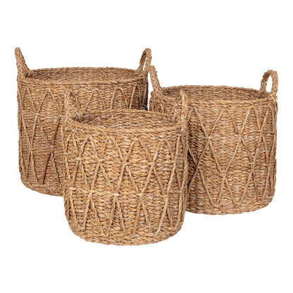 Krabi Basket - Panier, roseaux de mer, naturel, ensemble de 3