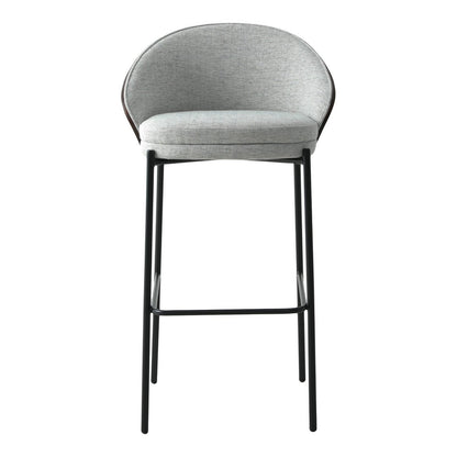 Chaise Bar Canelas - Gris Clair/Marron Foncé, MDF/Polyester/Acier - Ensemble de 2
