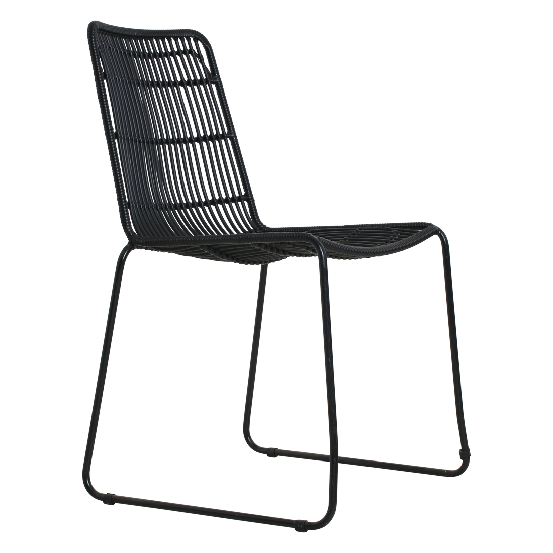 Rattan Garden Chair - Slim Black Metal Frame Outdoor Seating