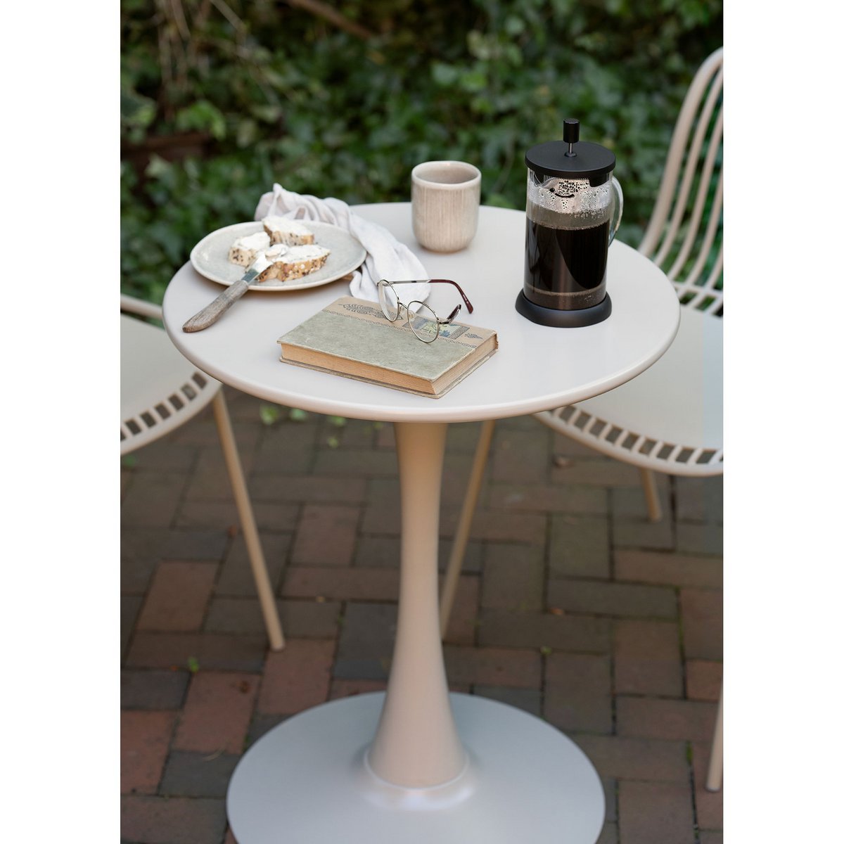 Table bistro Meira, acier, taupe, ø60x72 cm