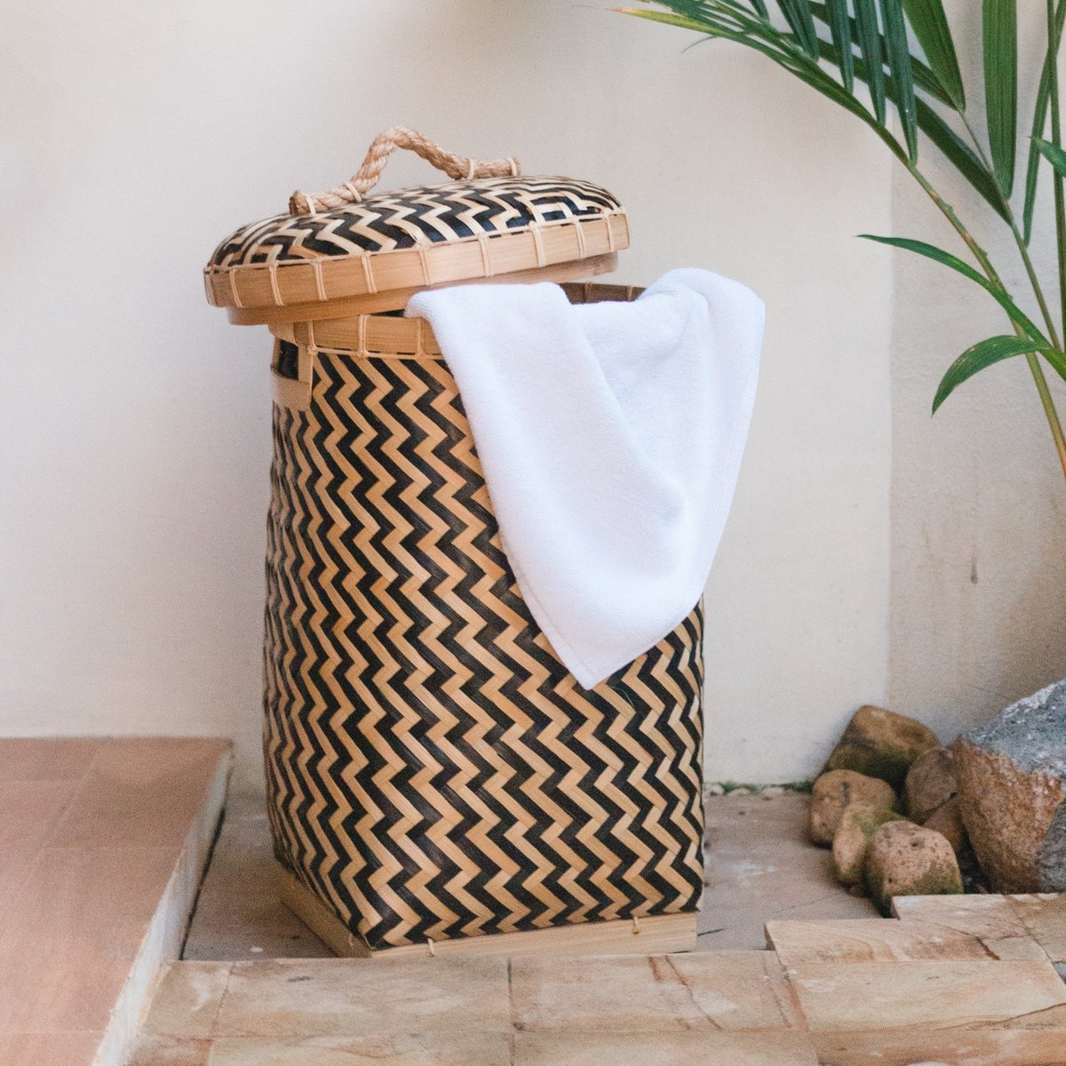 Bamboo Laundry Basket with Lid - Handwoven Storage Solution