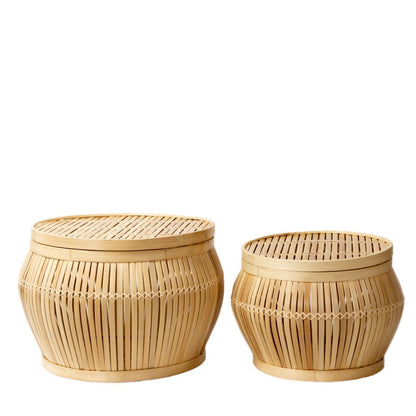 Bamboo Side Table Basket - Modern Storage | Soeji