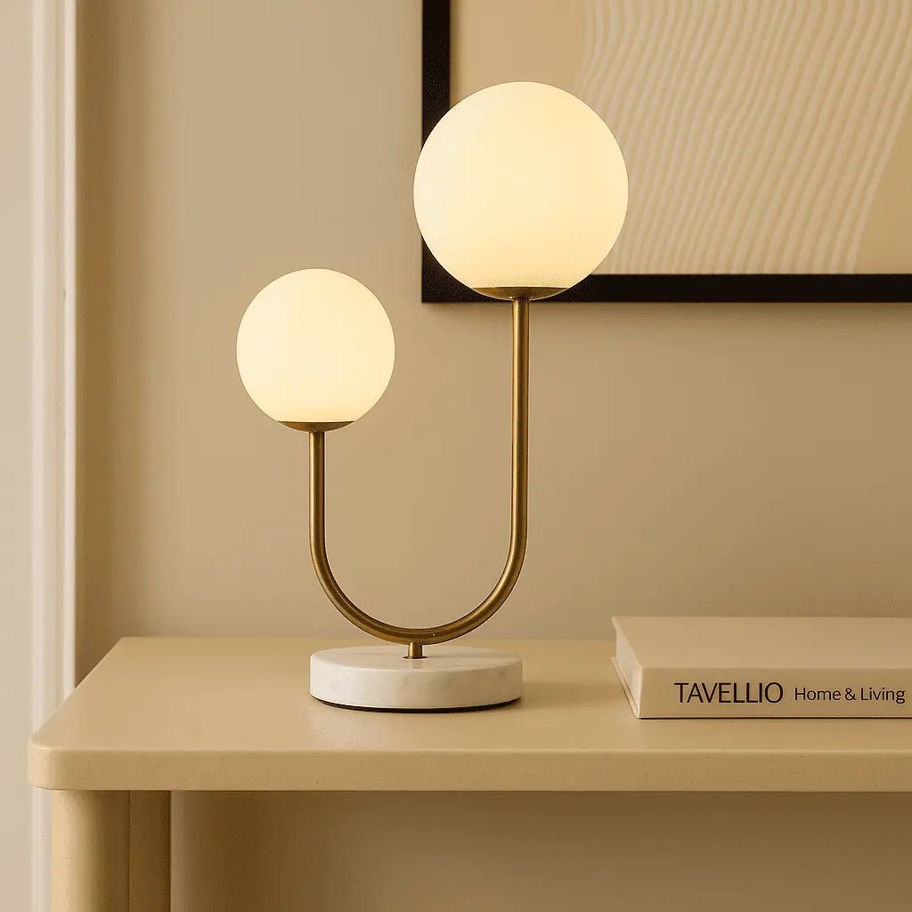 Giorgia Elegant Marble Lamp | Frosted Glass Bulbs & Corded Lamp