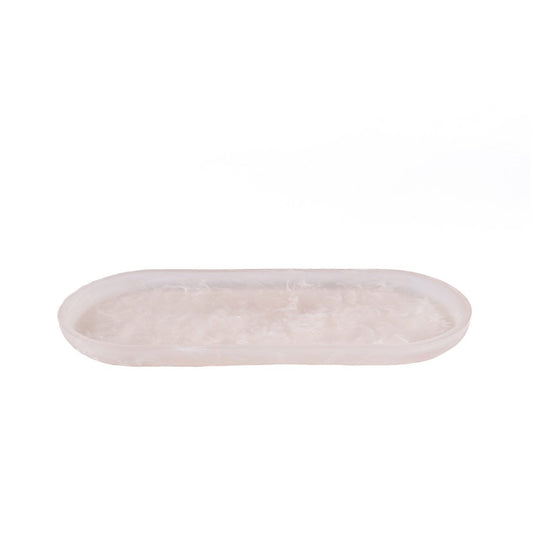 Resin Oval Dinner Plate – Pink and White Decorative Serving Platter