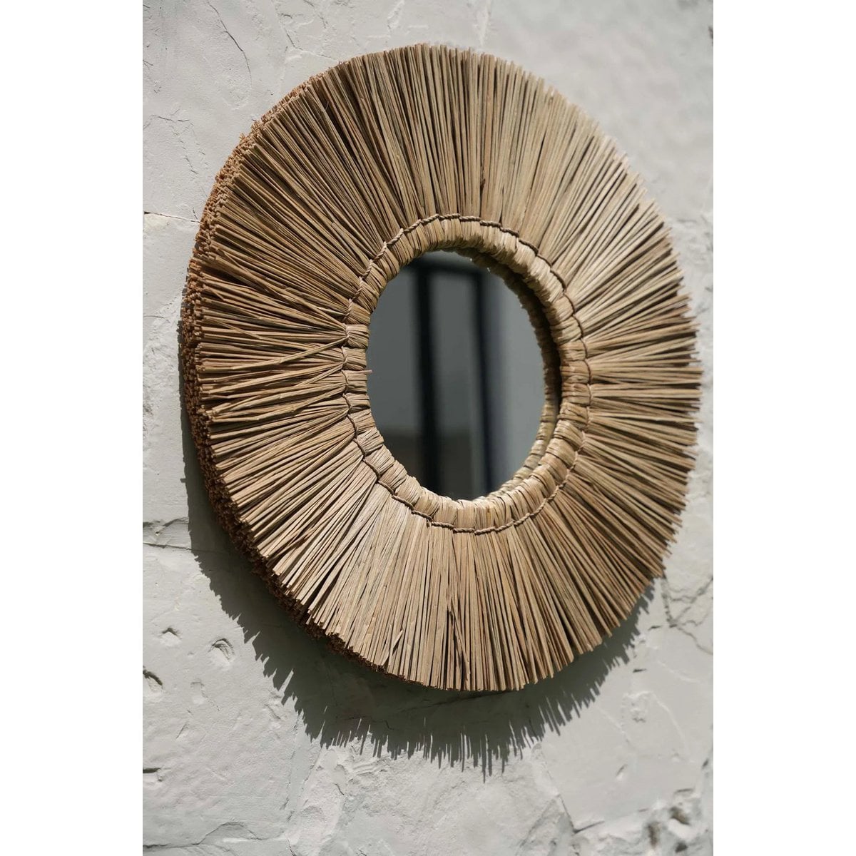 Natural Fiber Wall Mirror - Boho Alang Alang Grass Decor - Medium