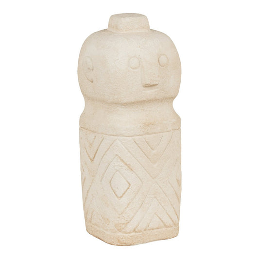 Decoration  - Decoration in cement, beige, 6,5x6,5x15 cm