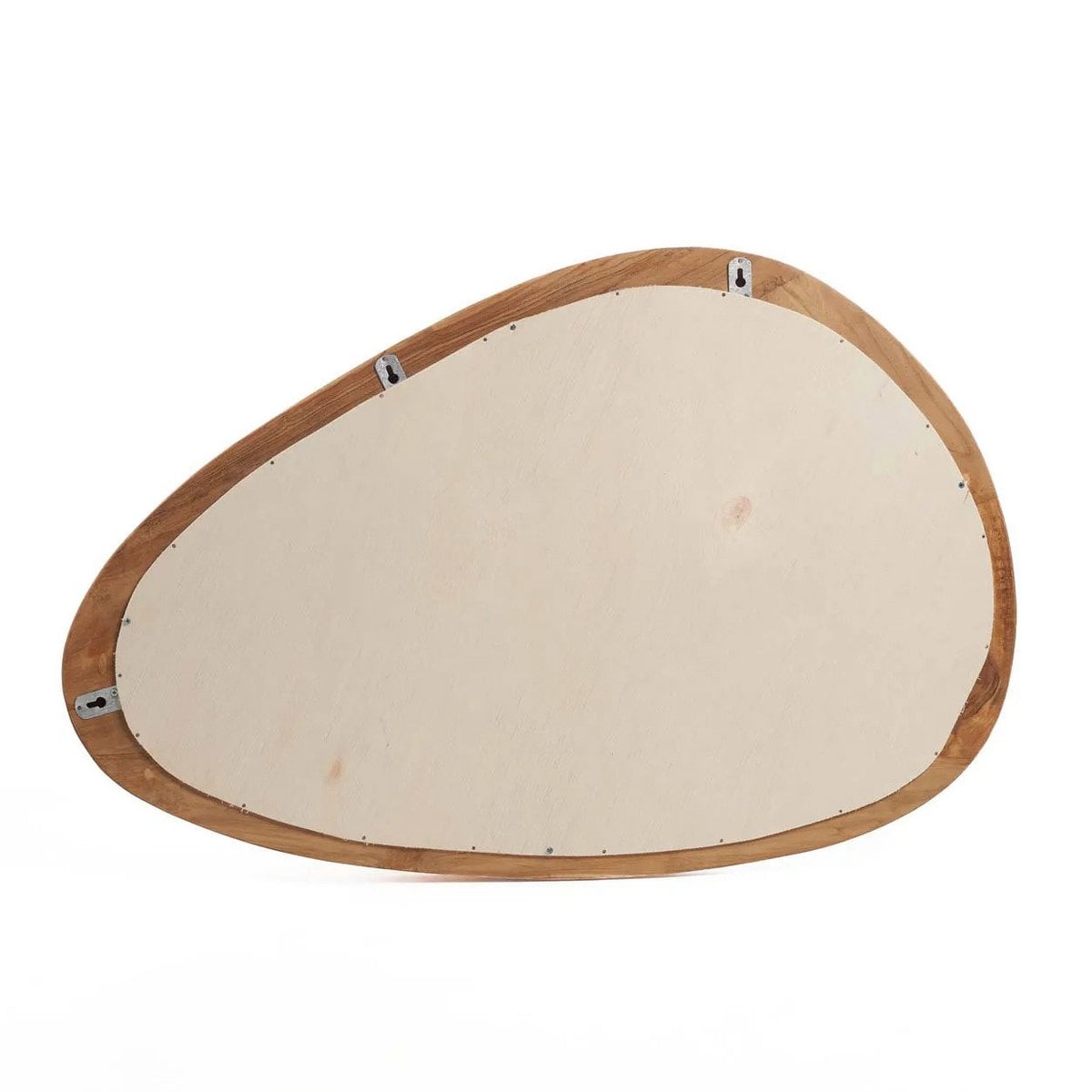 Teak Wall Mirror - Organic Shape, Natural Wood Frame - Large