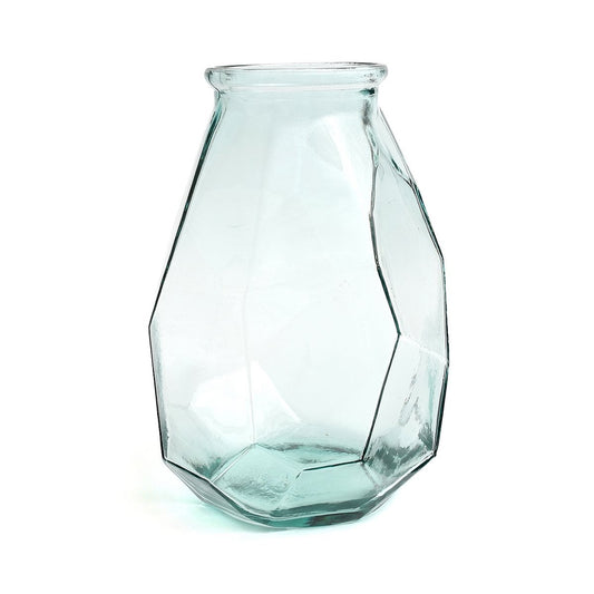 Origami Vase - Geometric Blue Ceramic Vase for Modern Decor