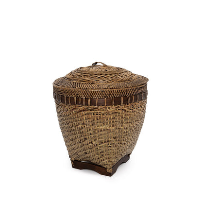 Rattan Storage Basket - Colonial Style - Natural Brown - Medium