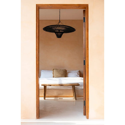 Rattan Pendant Light - Large Black Handwoven Ceiling Fixture