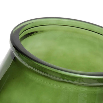 Recycled Glass Vase - Green Qiezi Vase - Modern Home Decor - Medium