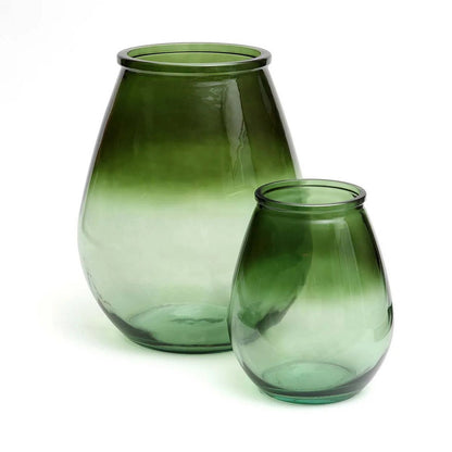 Recycled Glass Vase - Green Qiezi Vase - Modern Home Decor - Medium