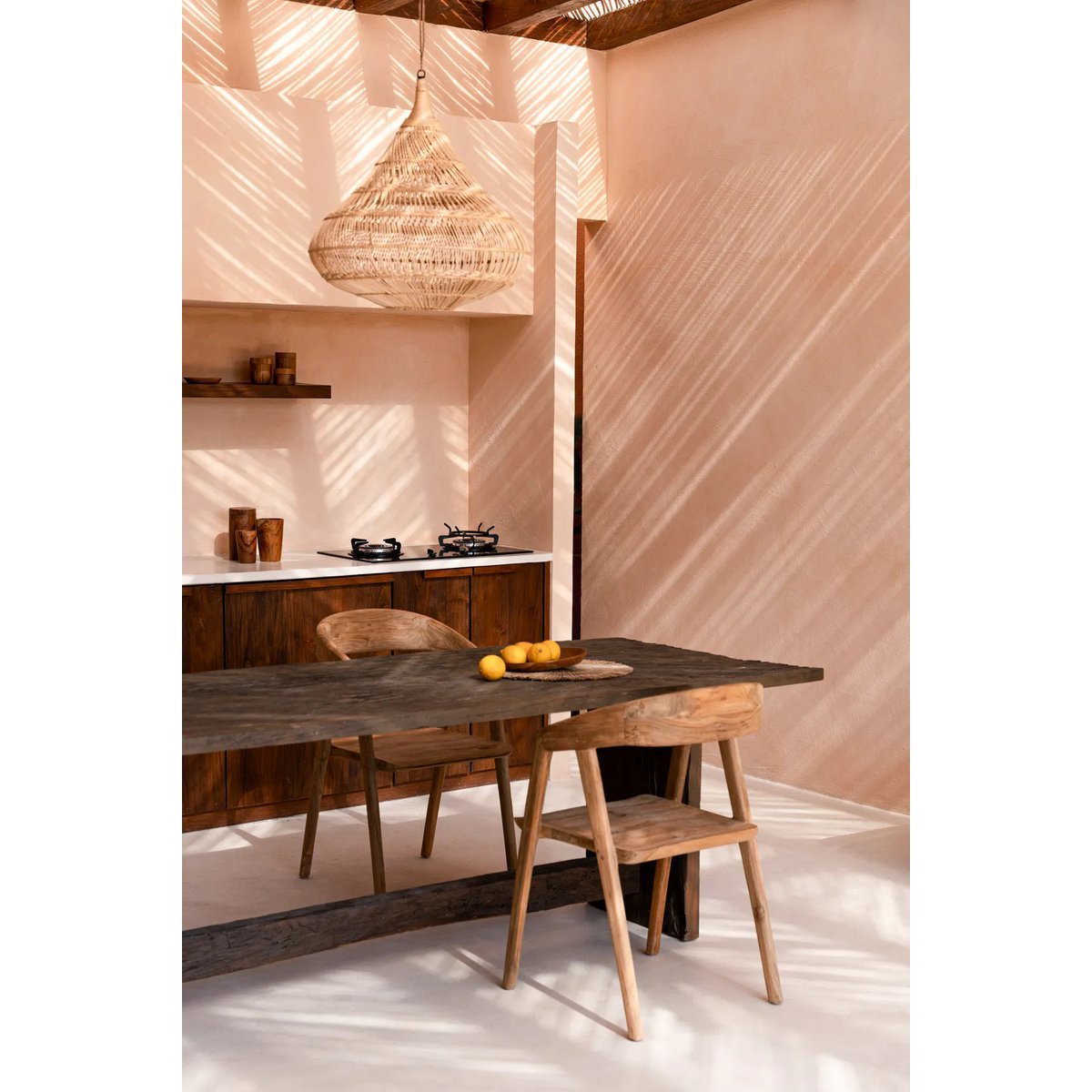 Rattan Pendant Light - Natural Teardrop Shade - Medium