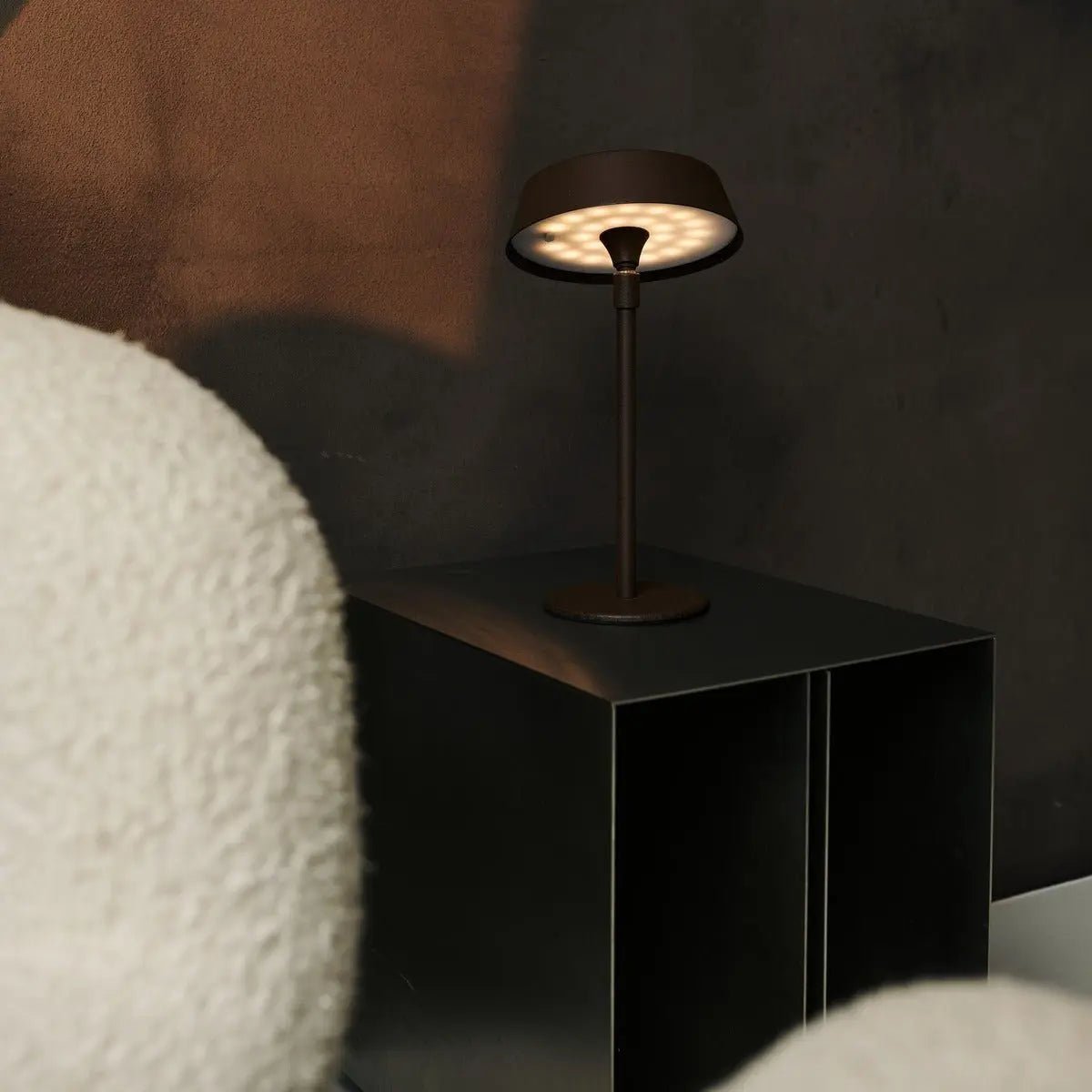 Mocha Brown USB Table Lamp | Dimmable Minimalist Bedside Light